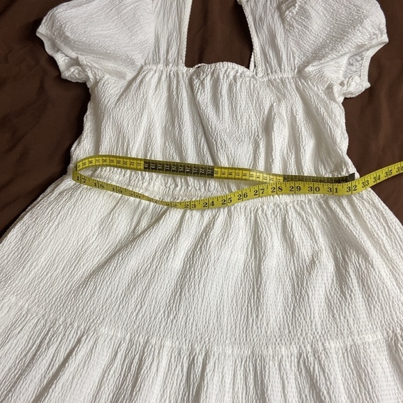 & Other Stories Women’s White Elastic Puff Sleeve ,Tie Back,Midi Dress.Size-US-M - Picture 7 of 12
